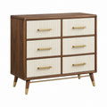 Kommode 100 x 45 x 110 cm aus Holz Braun Creme mit 6 Schubladen im Retro-Stil - Lorventario