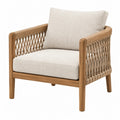 Sessel 76 x 78 x 80 cm aus Holz und Flechtmaterial in Naturholz Beige mit gepolstertem Sitz - Lorventario