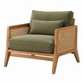 Sessel 82 x 78 x 82 cm Holz Rattan Grün gepolstert im Mid Century Stil - Lorventario