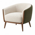Sessel 80 x 75 x 75 cm mit Bouclébezug in Creme Olivgrün und Holzgestell - gepolsterter Lounge Sessel - Lorventario