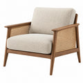 Sessel 76 x 78 x 82 cm Holz Beige Braun Geflecht Gepolstert - Lorventario