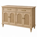 Sideboard 140 x 40 x 90 cm Holzwerkstoff Naturholz mit Rattangeflecht im Landhausstil - Lorventario
