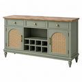 Sideboard 150 cm Holzwerkstoff Salbeigrün mit Rattangeflecht Landhausstil - Lorventario