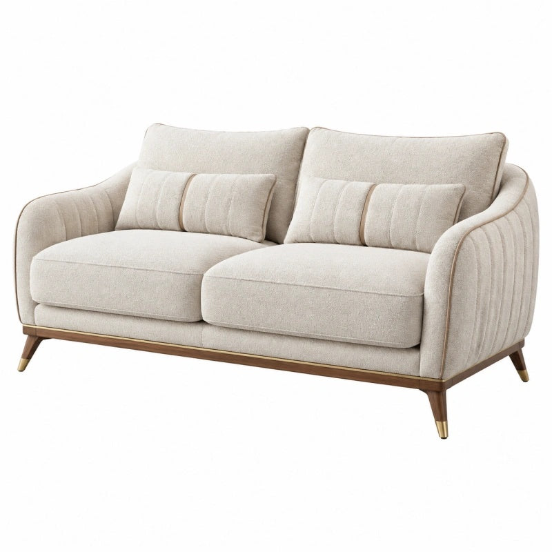 2-Sitzer Sofa 180 x 90 x 85 cm Stoff Beige mit Holzgestell - Lorventario