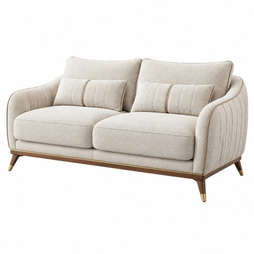 2-Sitzer Sofa 180 x 90 x 85 cm Stoff Beige mit Holzgestell - Lorventario