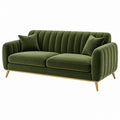 2-Sitzer Sofa 170 x 85 x 82 cm Samt Olivgrün mit gerippter Rückenlehne - Lorventario