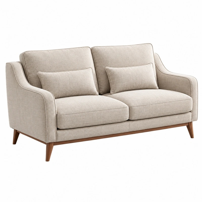 2-Sitzer-Sofa 160 x 85 x 85 cm aus Stoff in Beige für Wohnzimmer im Retro-Stil - Lorventario