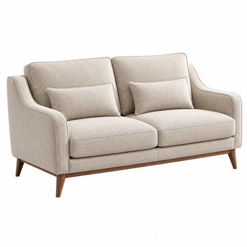 2-Sitzer-Sofa 160 x 85 x 85 cm aus Stoff in Beige für Wohnzimmer im Retro-Stil - Lorventario