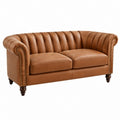 Sofa 170 cm cognacbraun Lederoptik im Chesterfield Stil - Lorventario