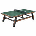 Tischtennistisch 274 x 152 x 76 cm grüne Spielfläche Stahlgestell Holzoptik - Lorventario