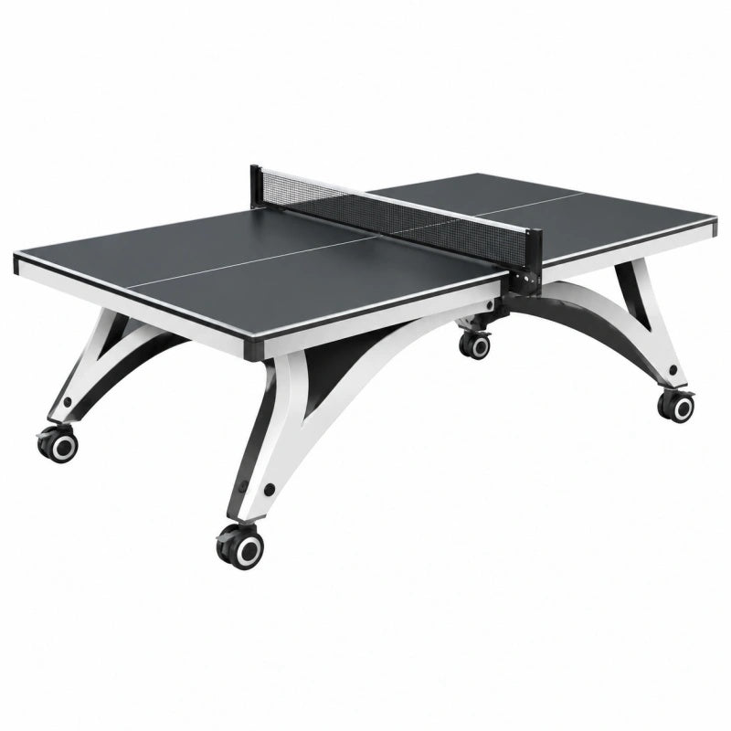 Tischtennistisch 274 x 152 x 76 cm Schwarz Silber mit Metallgestell und Rollen - Lorventario